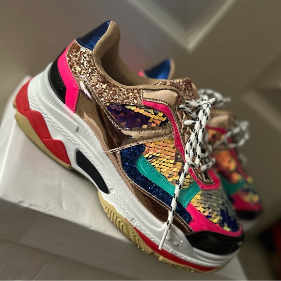 Fashion Nova Shoes - Sequin Chunky Sneaker